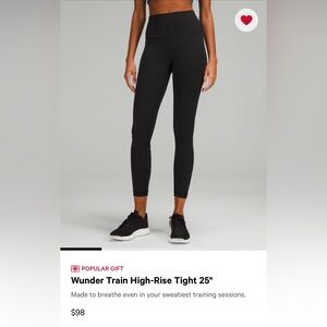 lululemon Wunder Train High Rise Tight 25”